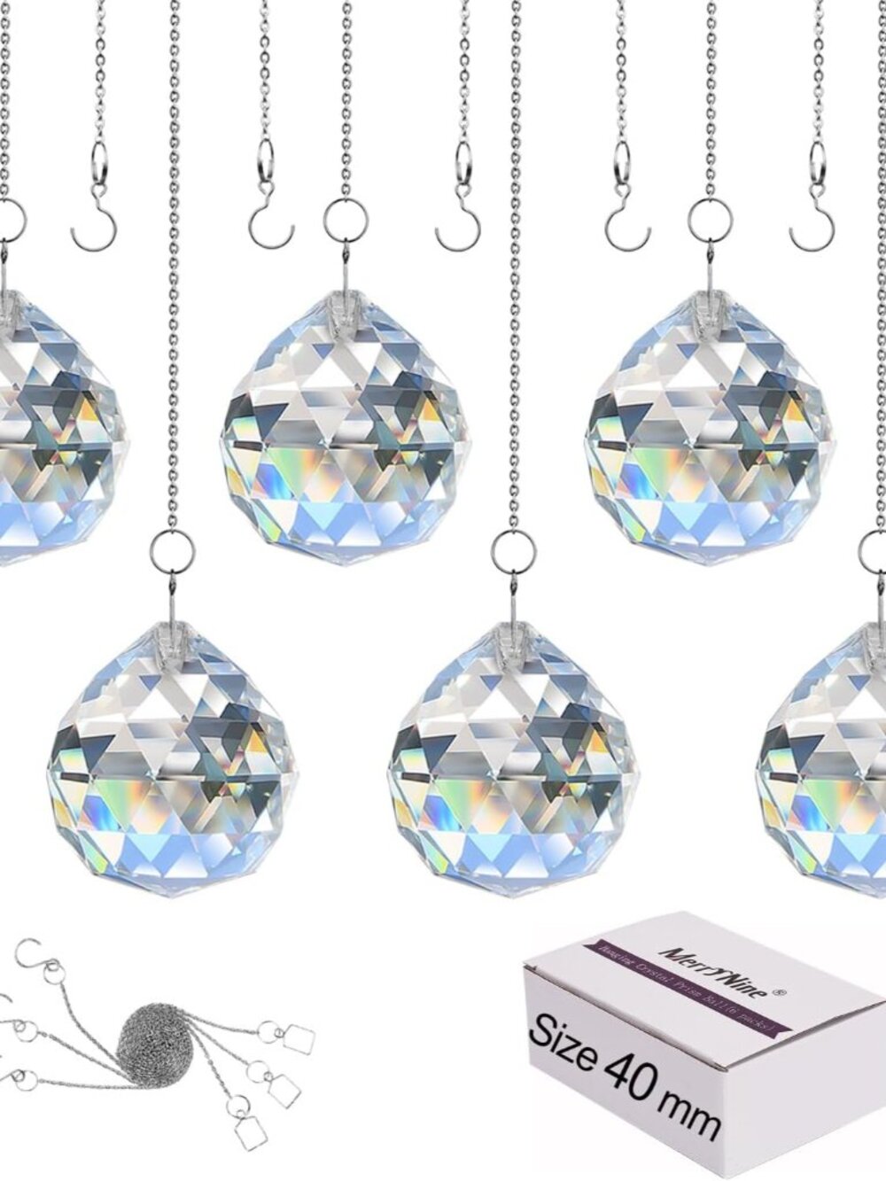 Clear Crystal Sun Catcher Suncatcher Prism Ball with Metal Chains